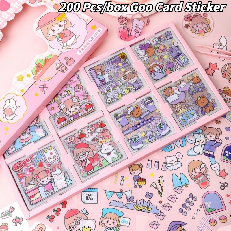 200 Pcs/box Goo Card Sticker Cartoon Laser Notebook Stickers DIY Guka ...