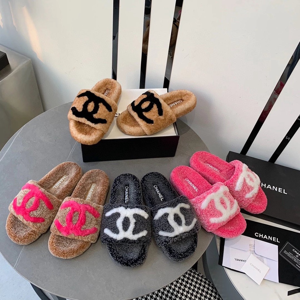 Buy Louis Vuitton Baotou Half Slippers Lamb Wool Cotton Slippers