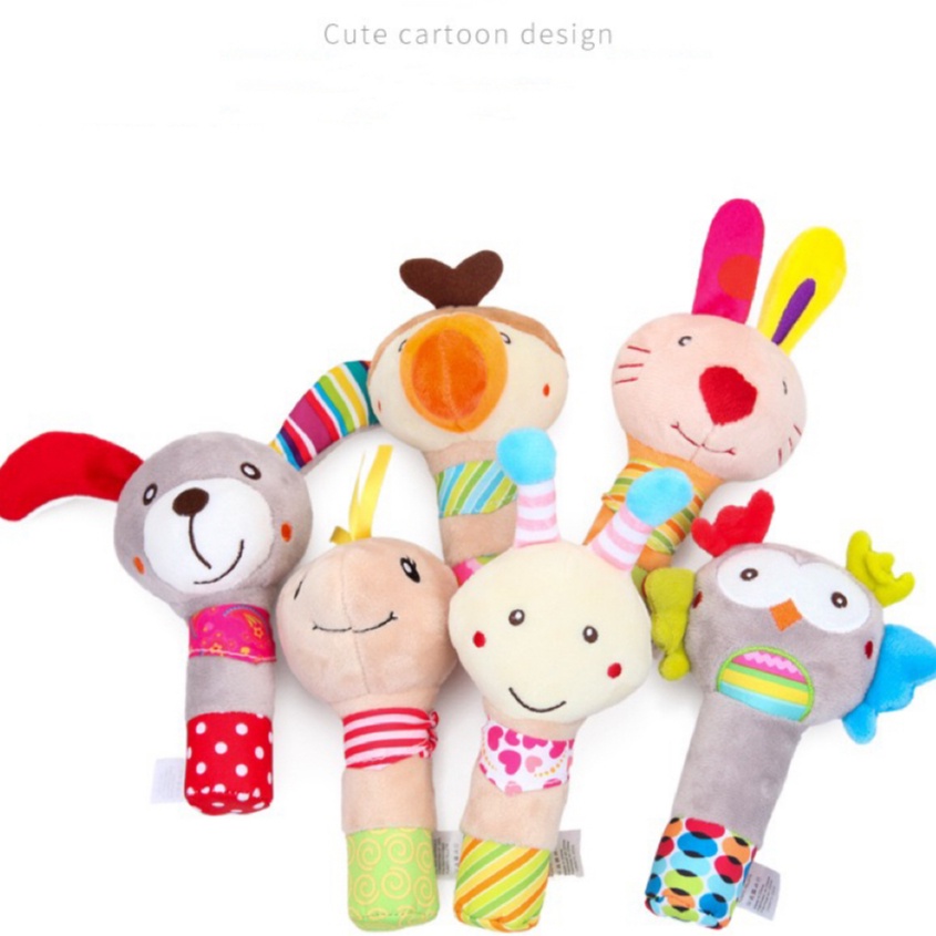 Baby Soft Push Squeeze BB Sound Hand Rattle Hanging Cute Baby Animal ...