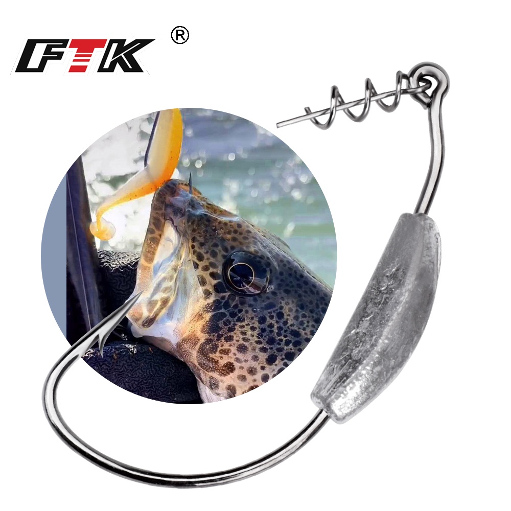 Crank Jig Head Hook Weighted Fishing Hook With Spring Lock Pin For