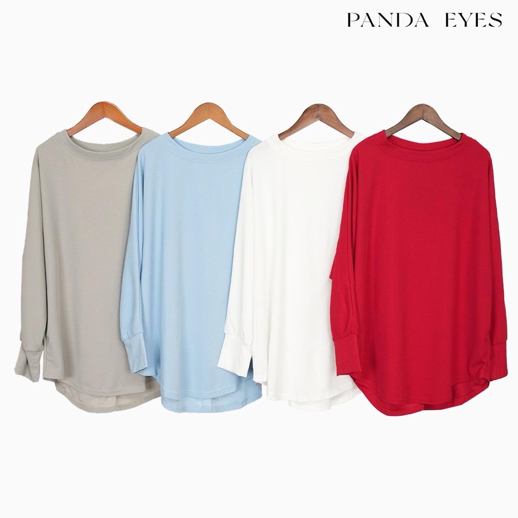 PANDAEYES WAFFLE BATWING MID-HIGH COLLAR TOP (CLO-CNSY2119BL) | Shopee ...