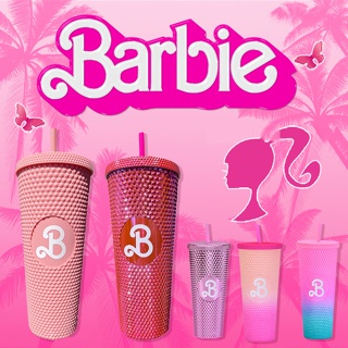 Miniso Barbie 700ml/24oz Studded Cup with Straw and Lid