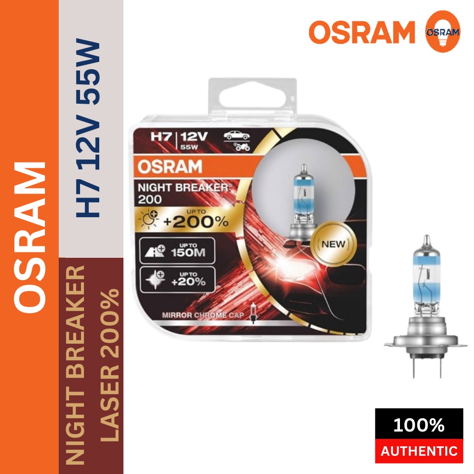 Osram NIGHT BREAKER 200 200% PLUS H7 12V 55W 2 Stück 64210NB200-HCB