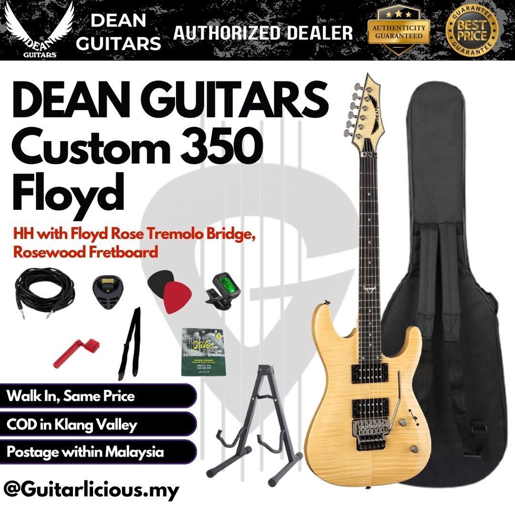 Dean Custom 350 Flame Maple Top, Floyd Rose Electric Guitar- Gloss Natural  ( Custom-350-GNT / CUS-350 / Custom350 ) | Shopee Malaysia