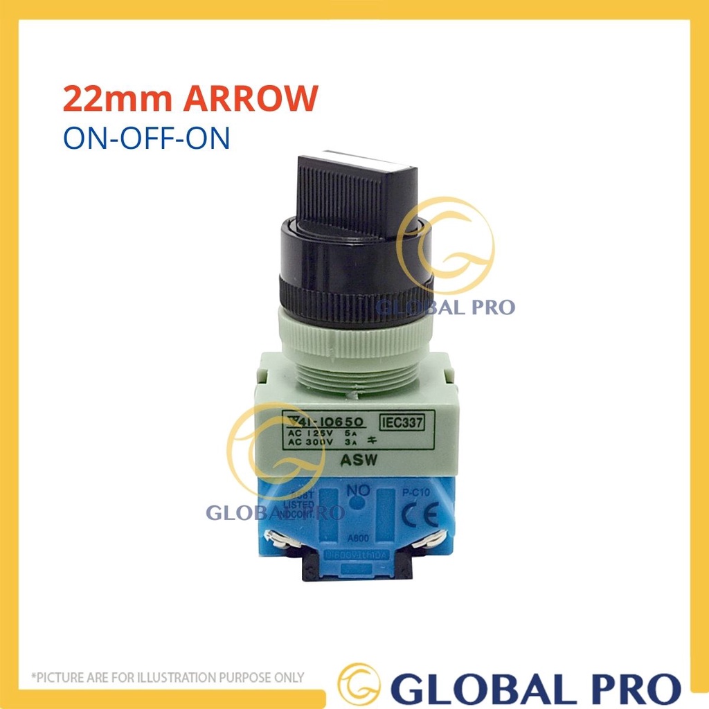 22mm Push / Selector Switch Button Switch ON-OFF / ON-OFF-ON Selector ...