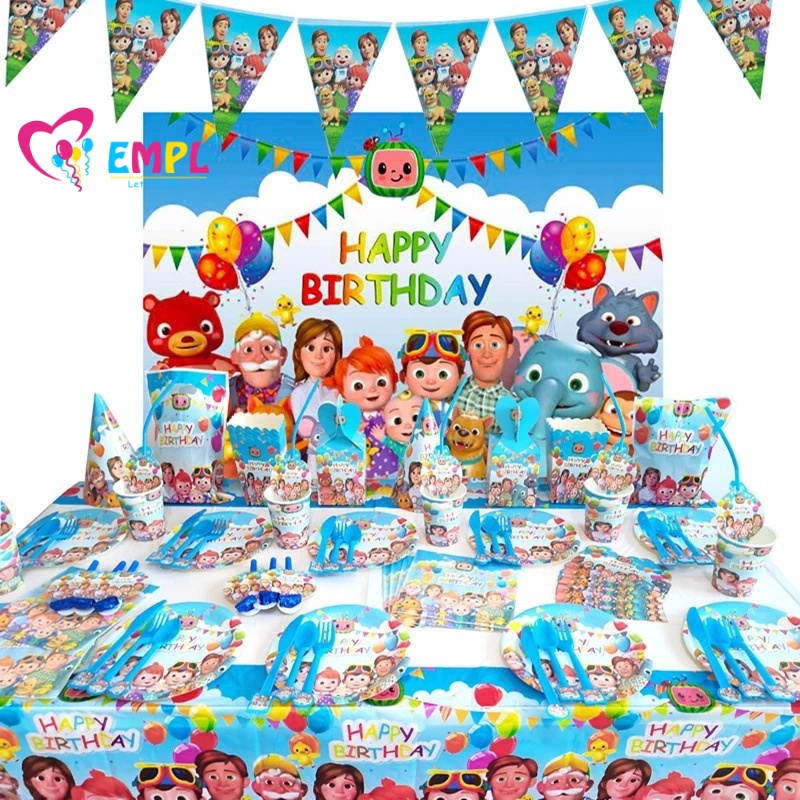 Cocomelon Paper Plate Paper Cup Tablecloth Baby Birthday Party ...