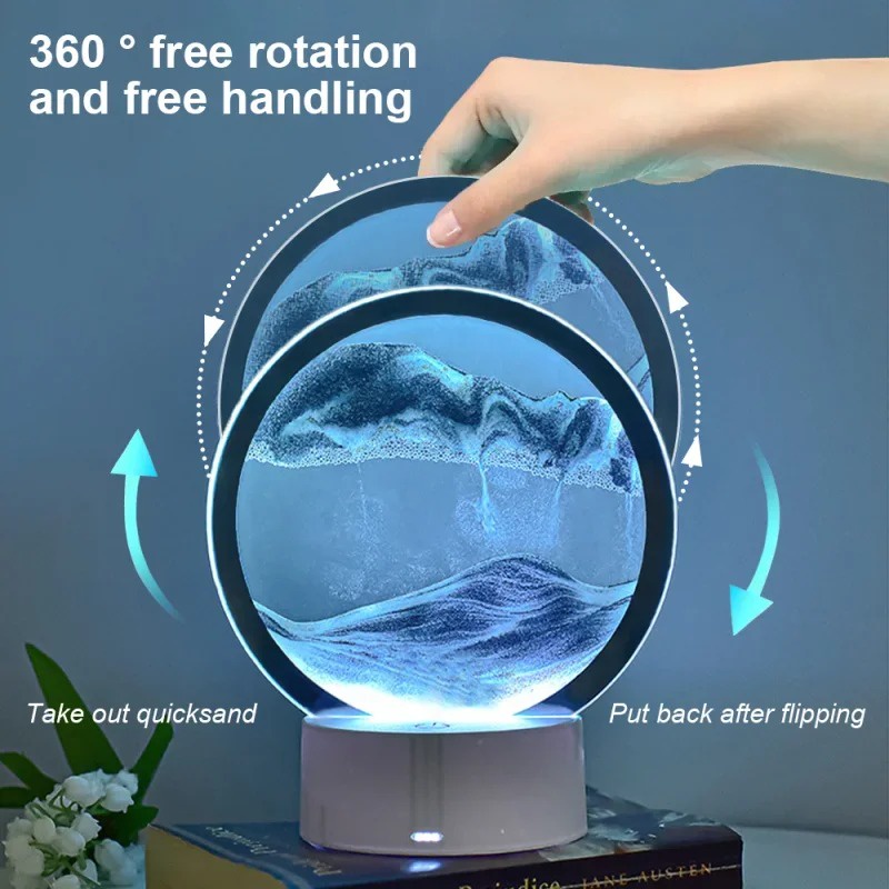16 Colors with remote Hourglass Light 3D Sand Painting Table Lamp RGB ...