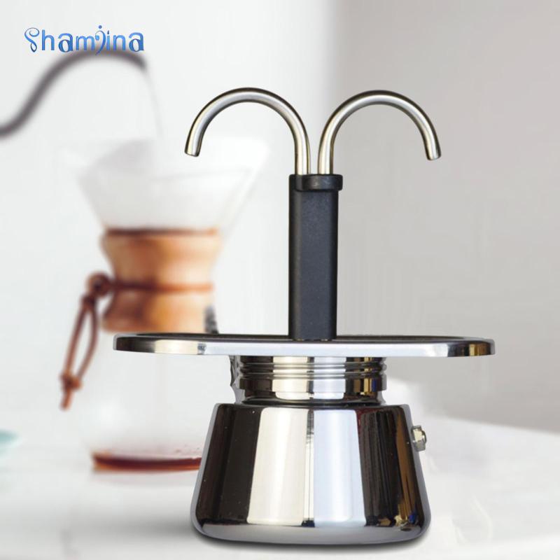 Shamjina 100ml Stovetop Espresso Maker, with 2 Coffee Spout Stovetop