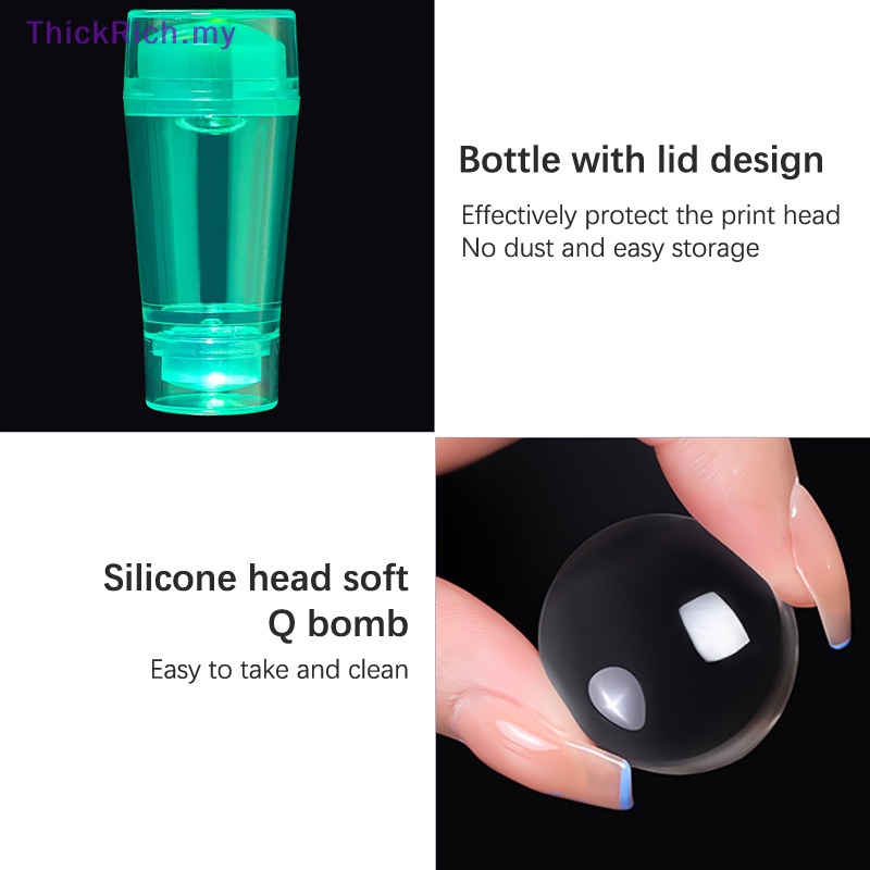 ThickRich Nail Stamper With Scraper DoubleHeaded Jelly Silicone Stamp