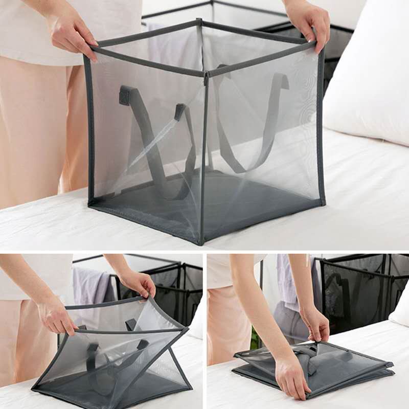 Ready Stock Folding Mesh Clothes Storage Basket Magic Folding Toy ...