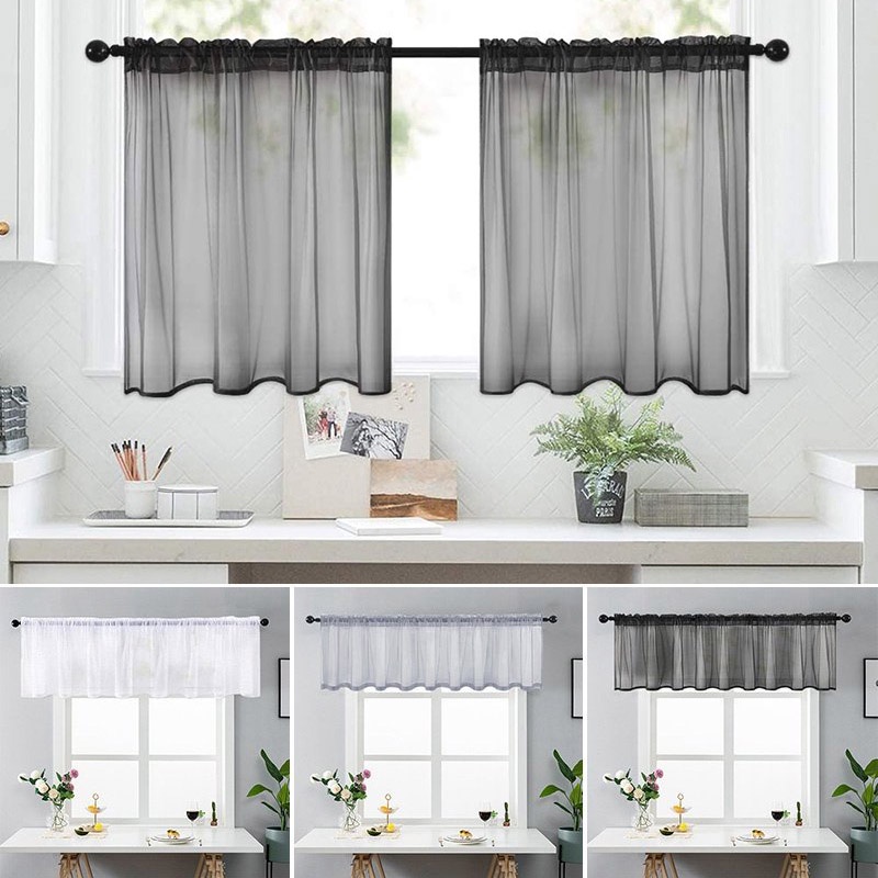 Solid Color Curtain Window Short Curtain for Kitchen Sheer Curtain ...