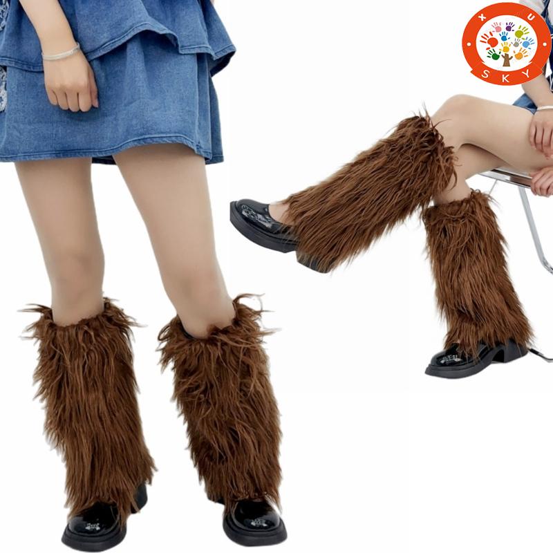SKY Leg Warmer Women Faux Furs Fuzzy Long Boots Shoes Cuffs Cover Warm ...