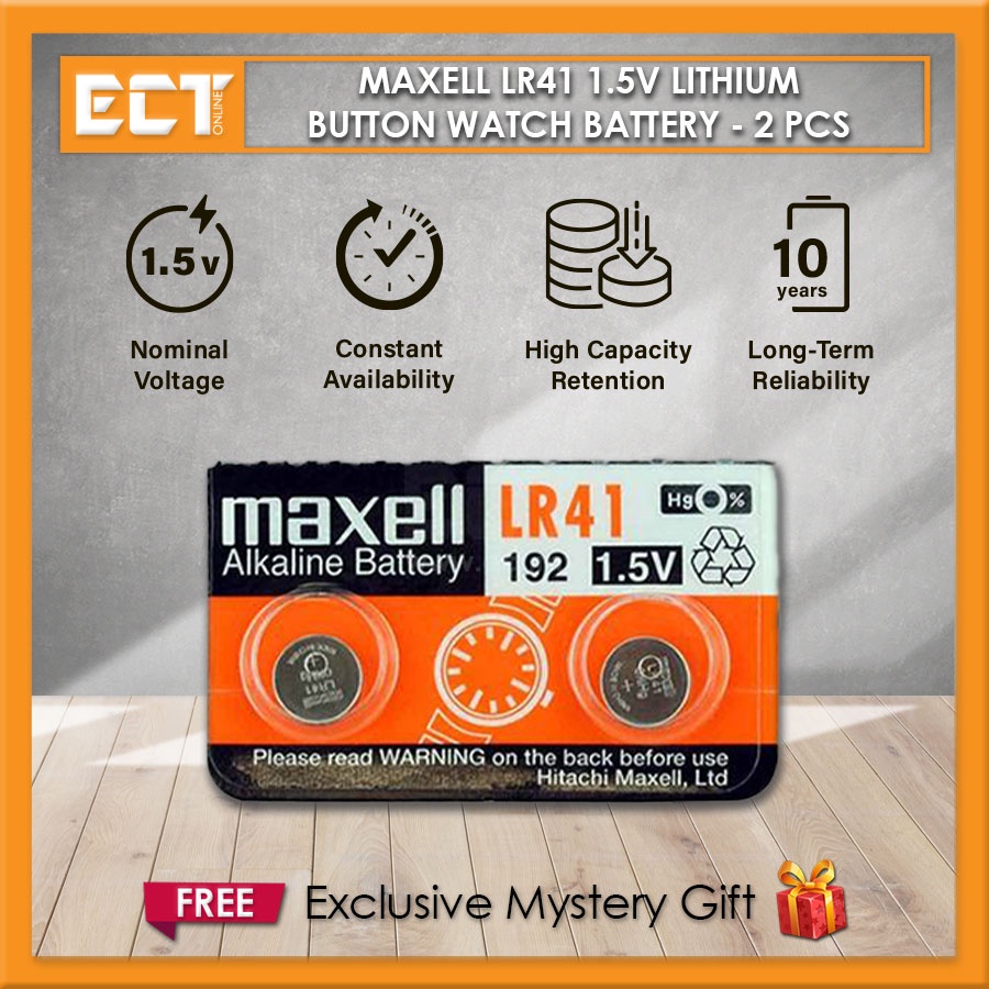 Maxell LR41 LR44 LR1130 1.5V Lithium Button Watch Battery (2 Pcs / 10