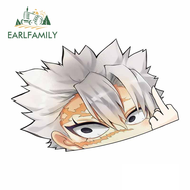 EARLFAMILY Shinazugawa Sanemi Middle Finger Car Sticker Big Head Anime ...