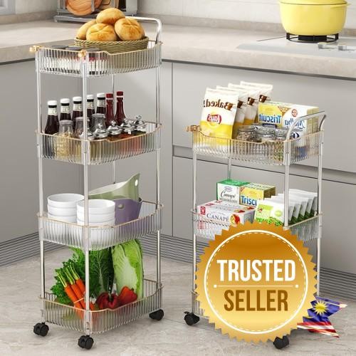 4 Tier Multipurpose Movable Rack Trolley For Kitchen Groceries Makeup ...