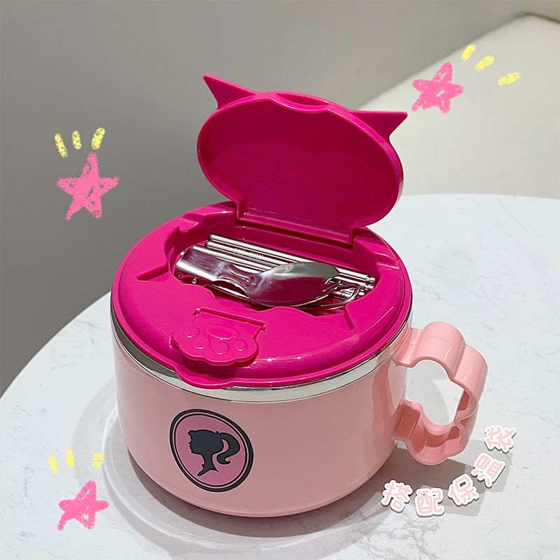 1300ml Barbie Lunch Box Instant Noodle Bowl Dormitory Instant Noodle ...