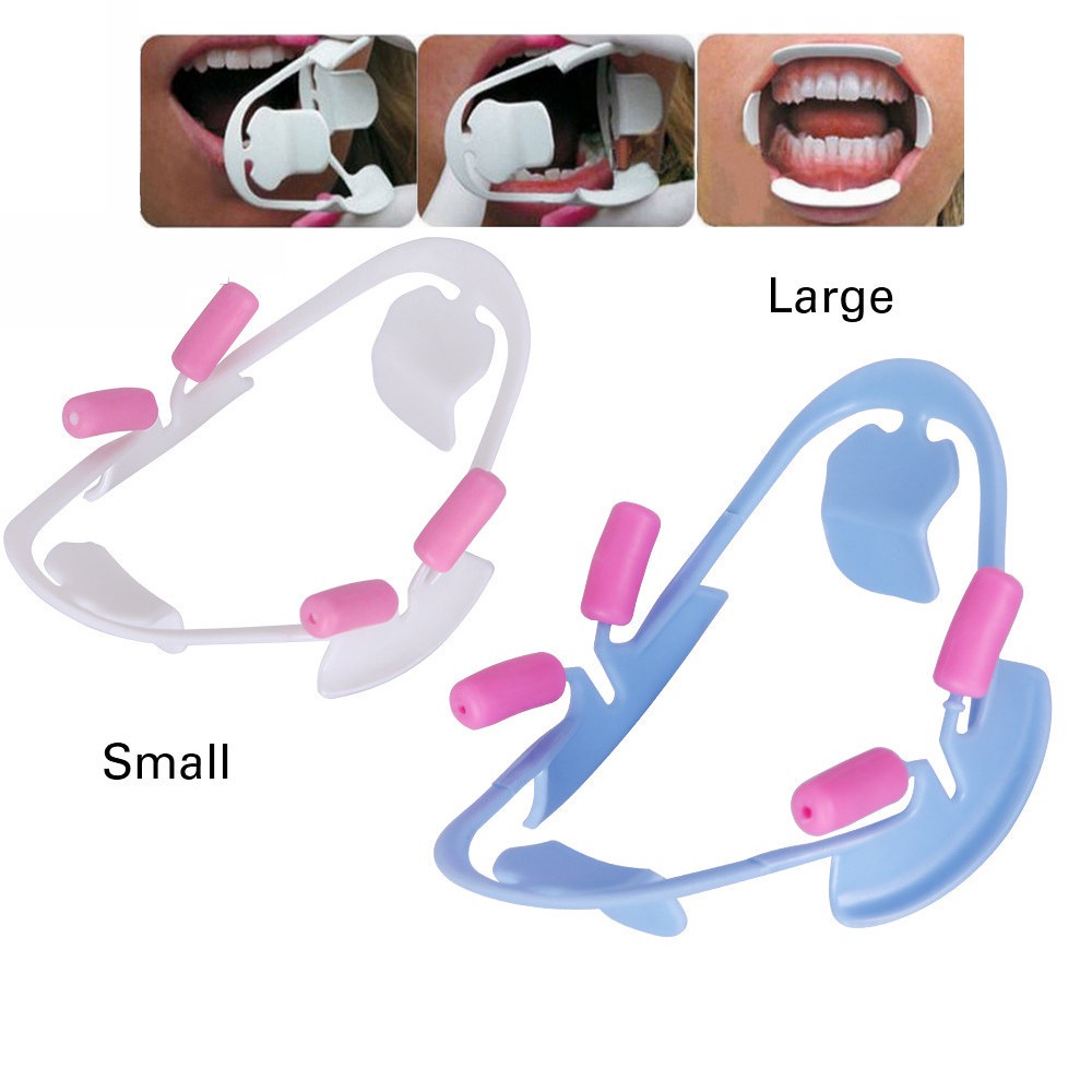 3-Piece Dental Mouth Opener Cheek Retractor Set - S/M/L Sizes, Blue C-Shape