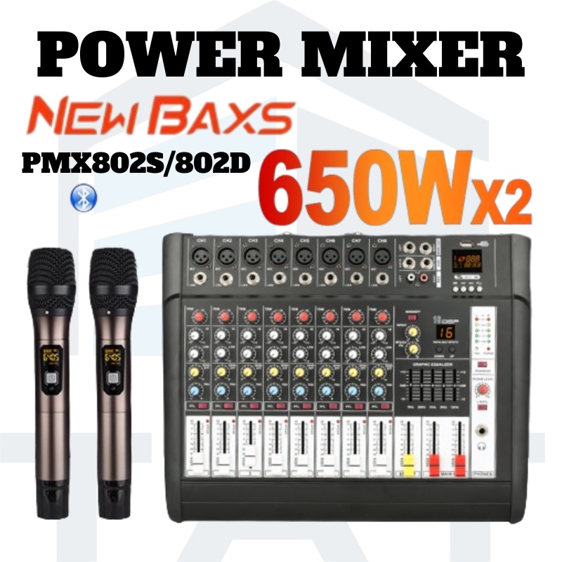 New Baxs PMX80S/802D mixer 650W high power amplifier 2 channel 6 ...