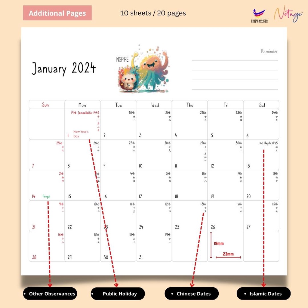 Funny Cat Calendar 2024 Kitten Hangable Monthly Wall Calendar 11x8.5 Inch  From Jan 2024 To Dec Cat Lover's smbmy