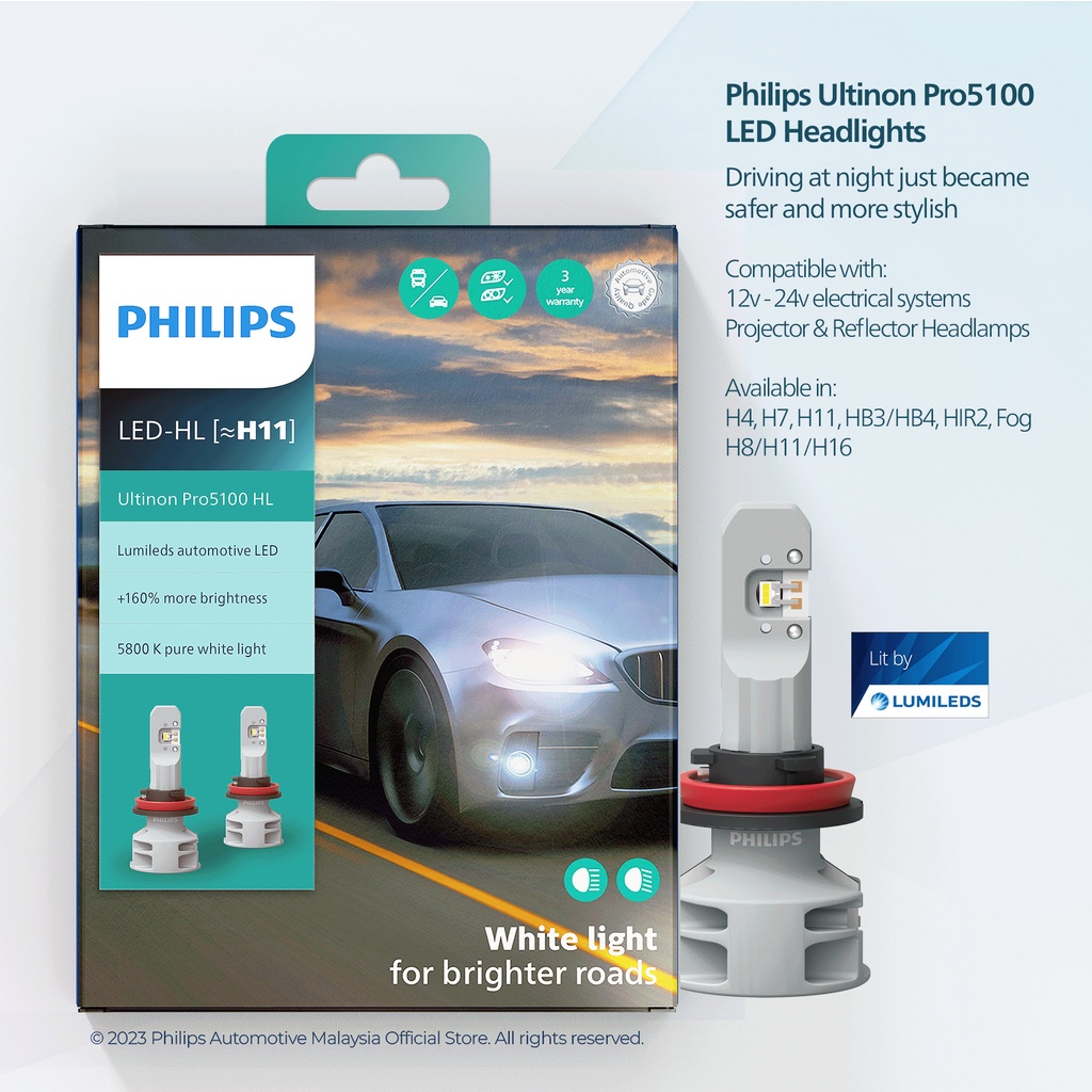 Philips Ultinon Pro5100 / Pro5000 LED Headlight ( +160% More Light ...