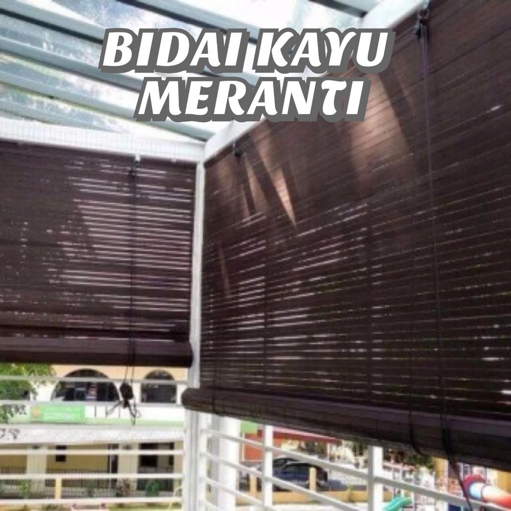 Wooden Blinds Outdoor tahan panas hujan Bidai Kayu / Meranti Wood ...