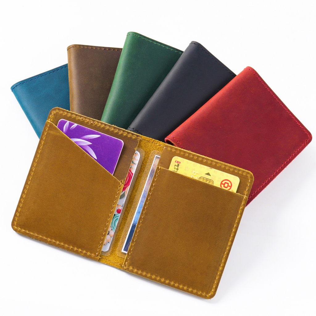 GENODERN Crazy Horse Leather Card Clamp First Layer Cowhide Multi ...