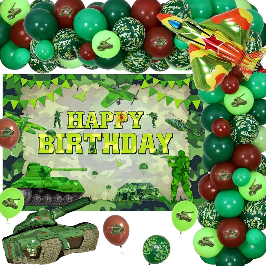 JOYMEMO Army Camouflage Birthday Party Decorations Happy Birthday