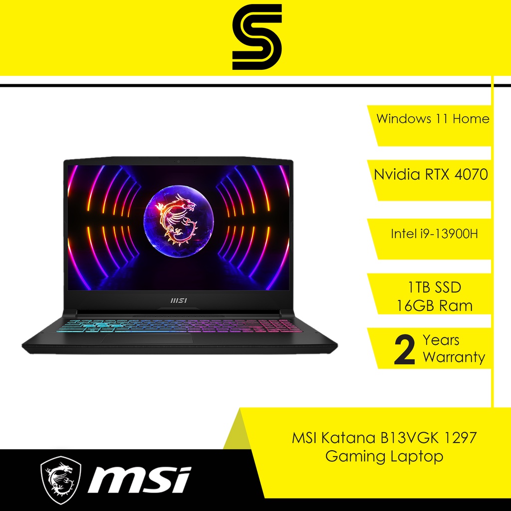 MSI Katana 15 B13VGK 1297 15.6 Inch FHD IPS 144Hz Gaming Laptop Shopee Malaysia