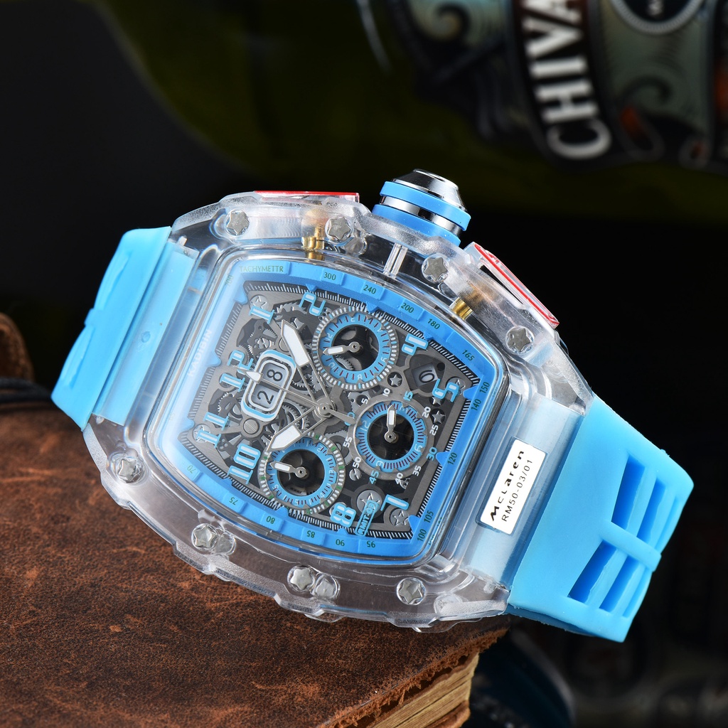 Crystal Transparent Multi-Function Six-Hand Running Second Rotating ...