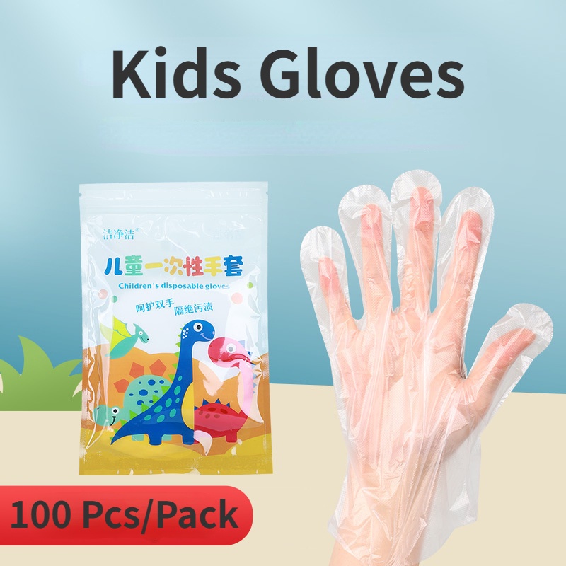 100pcs Children Disposable Gloves 🧤 Food Grade PE Material 🍽️ Thick & Safe Shopee Malaysia