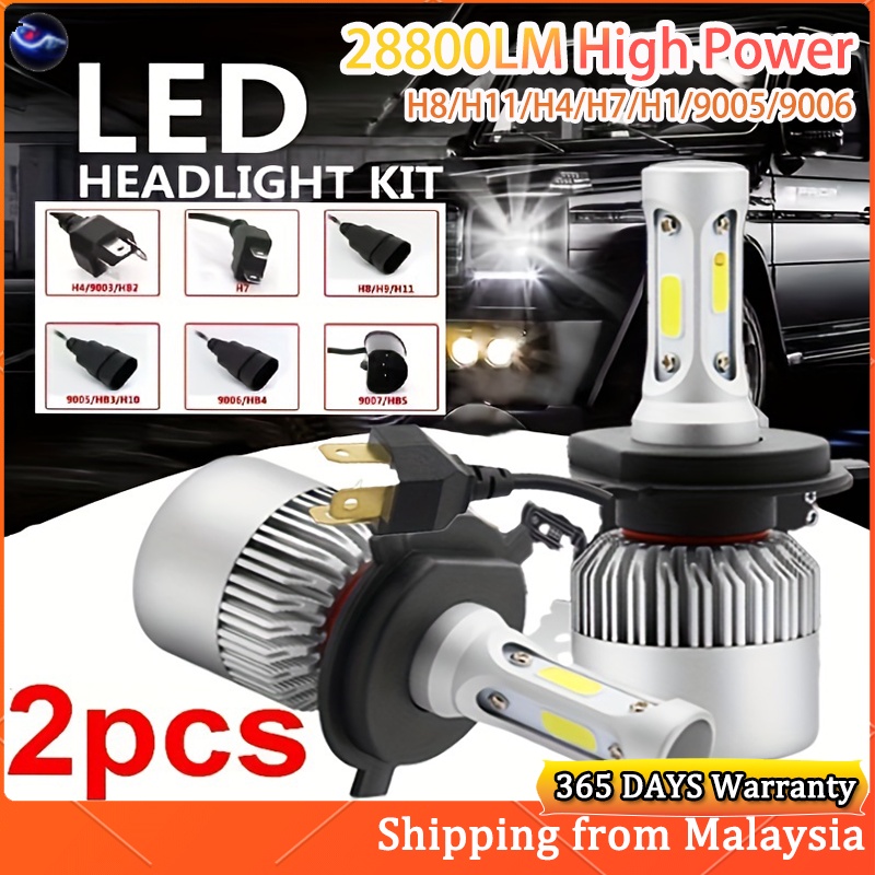 IRONWALLS 6-Sides 9005/H11 LED Headlight Bulbs - 6500K Super Bright White, 4pc Kit For High/Low Beams & Fog Lights