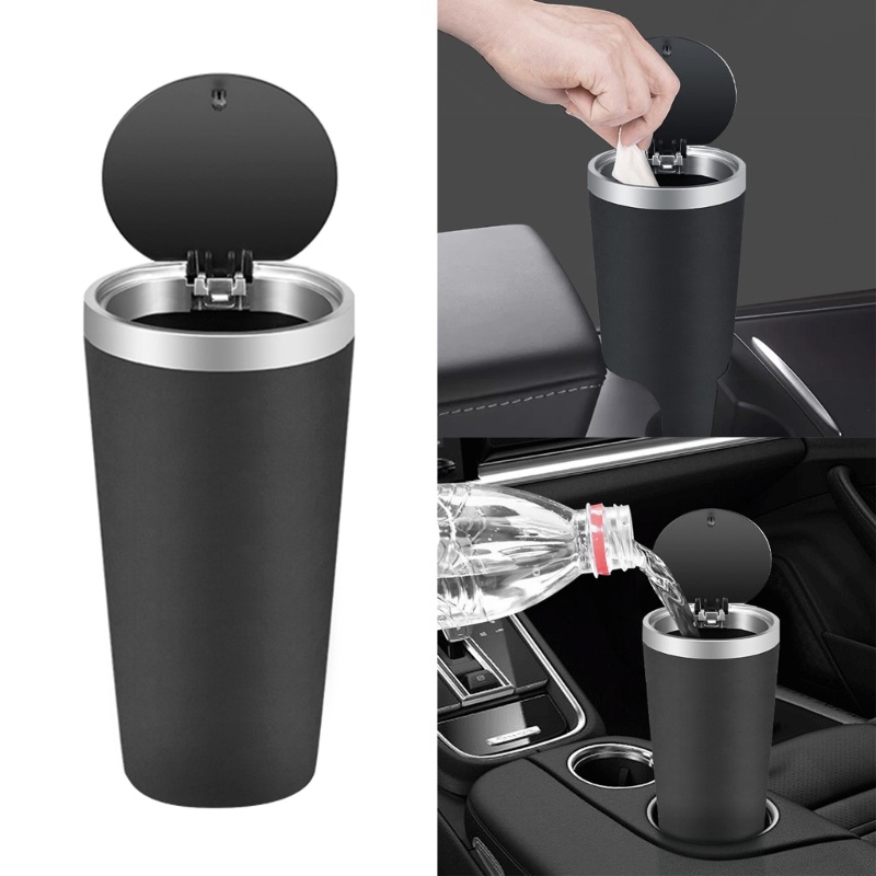 moon3 Car Cup Holder Trash Bin Can Organizer Rubbish Bag Garbage