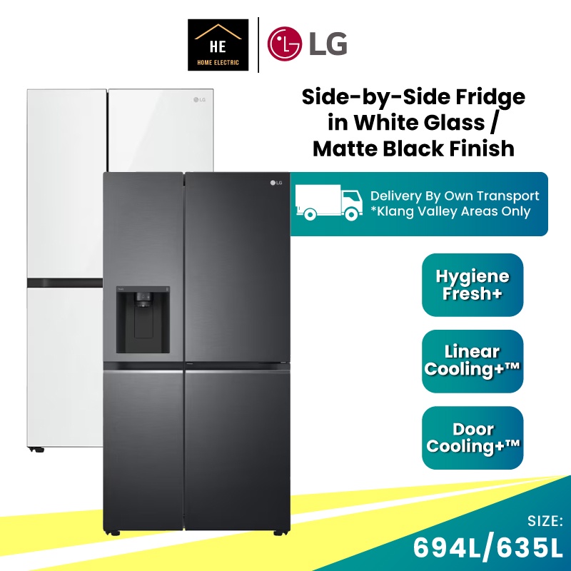 LG 635L / 694L Side by Side Smart Inverter Refrigerator White / Matte