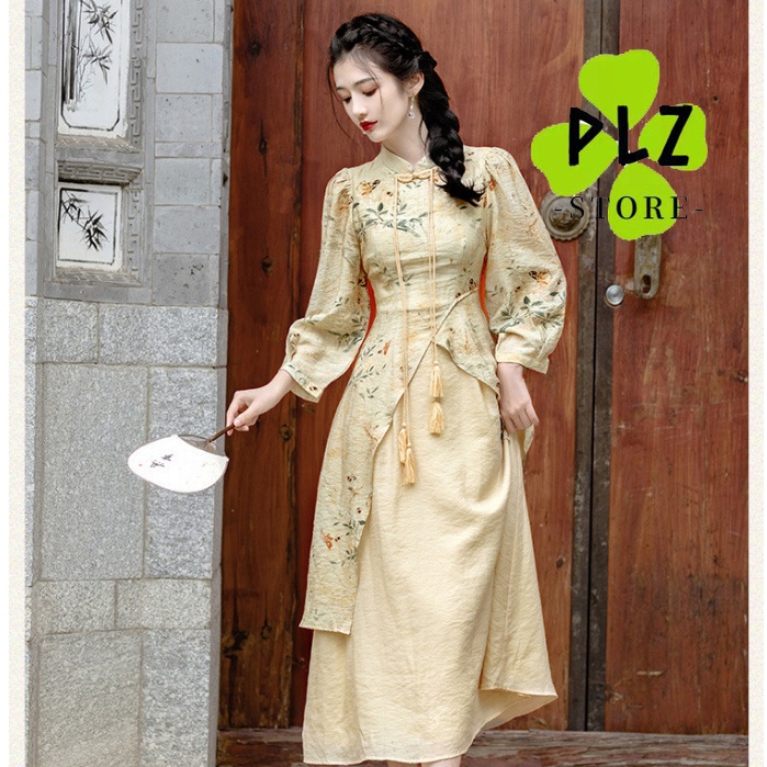 qipao 2025 cny New Chinese Qipao Women s Autumn Temperament Girls Retro Dress Dress Improved Version Dress Shopee Malaysia