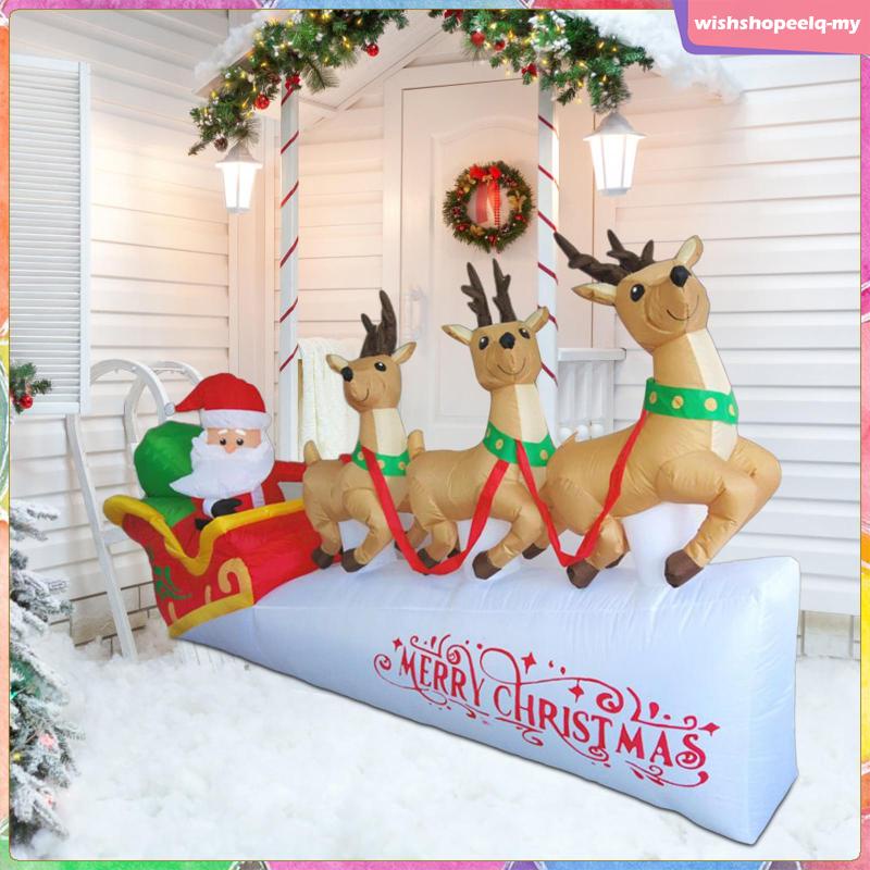 [WishshopeelqMY] 10 ft LED Christmas Inflatable Santa on Sleigh Lighted ...