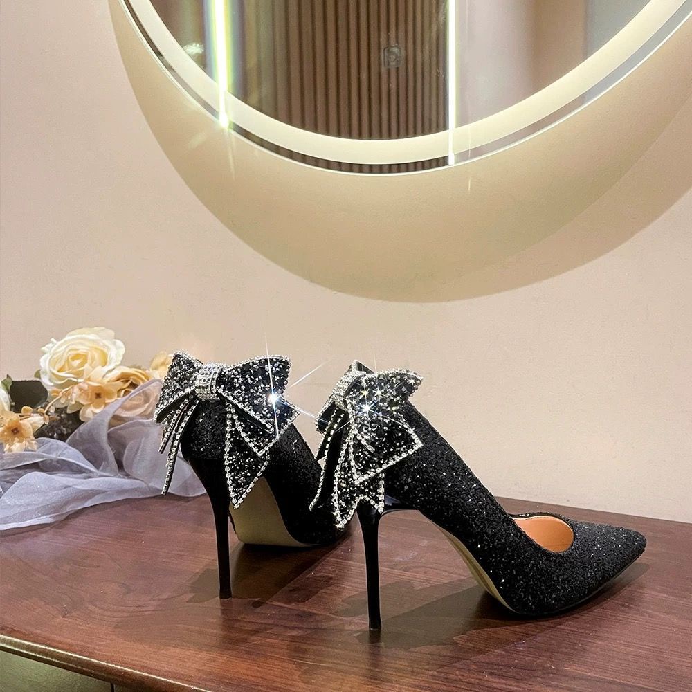 Wedding high heels Silver High Heels Banquet Shoes ladies new bridal shoesFrench high heels women stiletto pointed bridesmaid shoes Shopee Malaysia