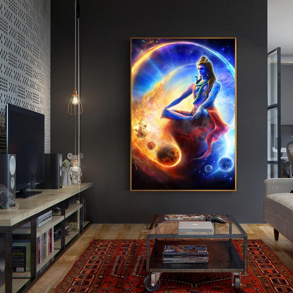 Posters and Prints Portrait of Lord Shiva Wall Art Hindu God Canvas ...