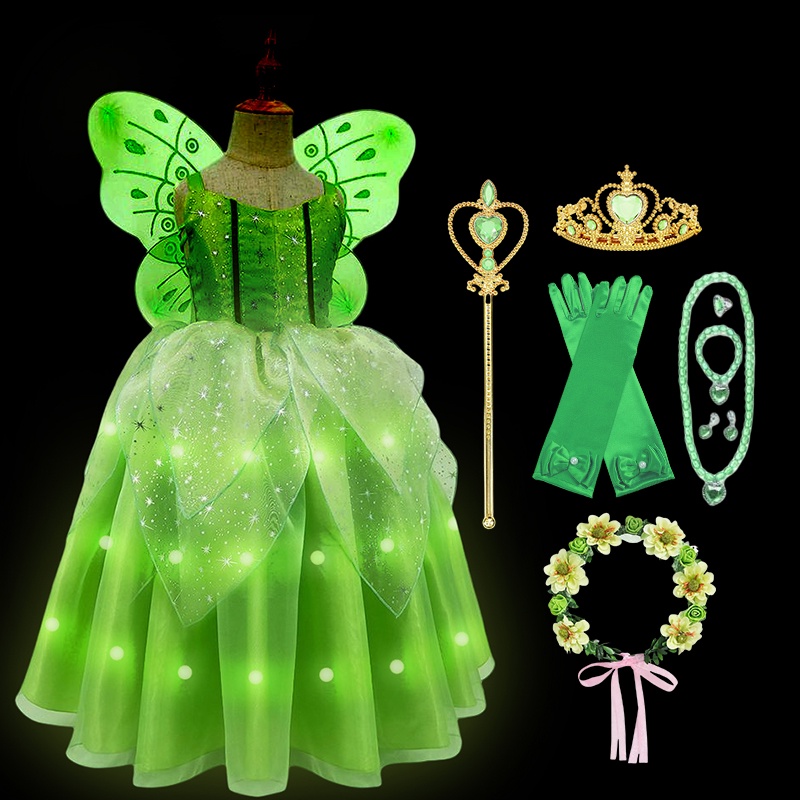 DYAA Q81 Tinkerbell Fairy Dresses LED Light Up for Dress Girls Costume Kids  Cosplay Flower Fairy Princess Clothes Halloween Party Outfit | Shopee  Malaysia