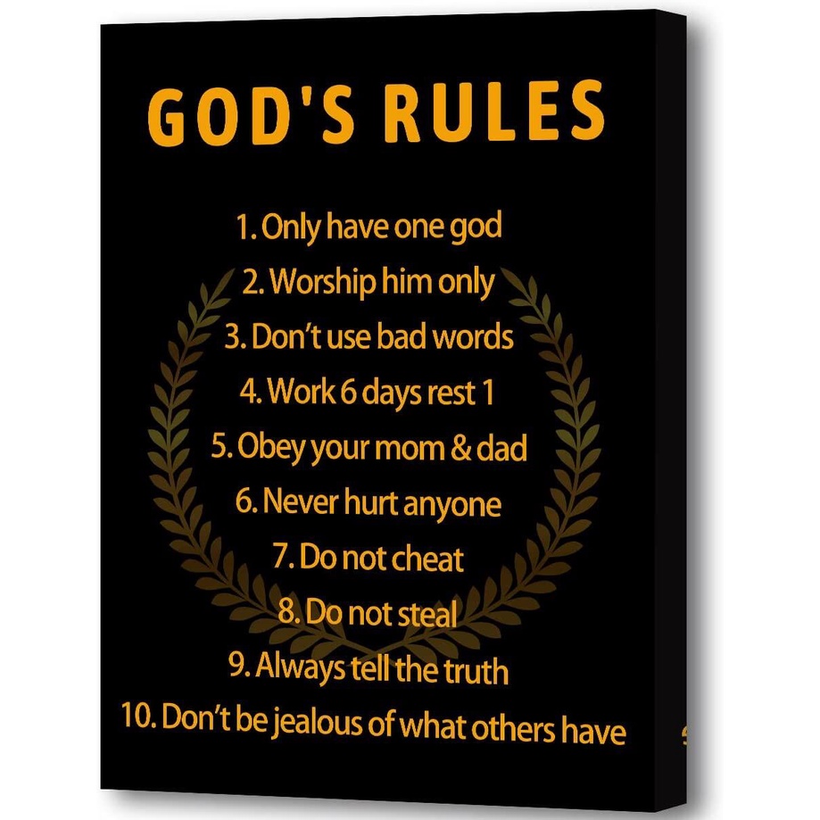 God's rules Sign Canvas Print Christian Wall Art 10 rules Canvas Wall ...