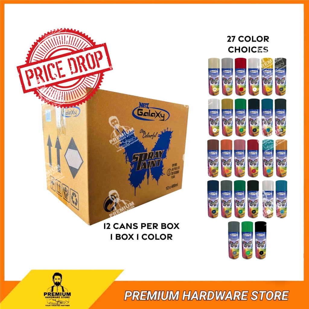 GALAXY Spray Paint 400ml (12 Cans/Box) Gloss Finish Aerosol Paint Spray