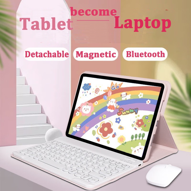 Round Keycaps Keyboard Case for Amazon Fire HD 10Plus 10.1 2021 for Amazon Fire HD 10 10.1 with