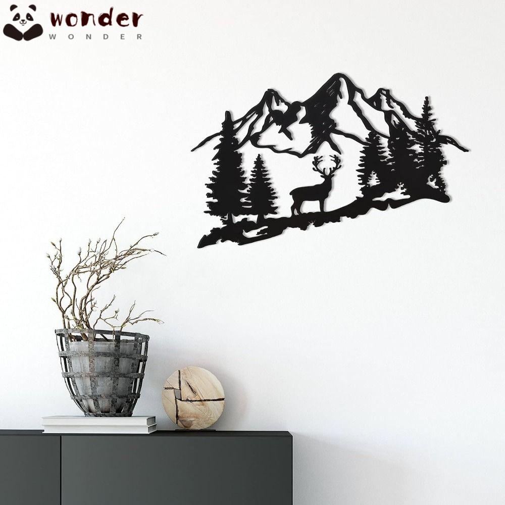WONDER Iron House Wall Decoration, Deer Black Metal Deer Wall Art