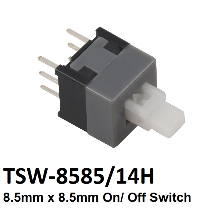 8.5mm x 8.5mm 6 Pin Latching Push On/ Off Switch - TSW-8585/14H ...