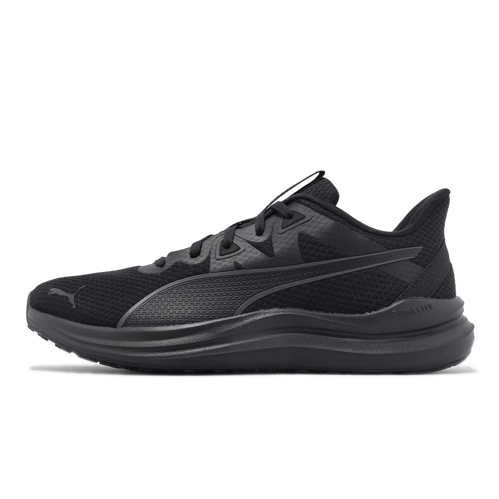 Puma Jogging Shoes Reflect Lite Lightweight All Black Road Running ...