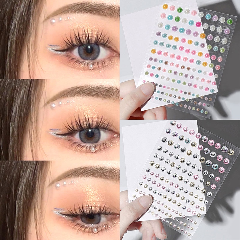 1 Sheet Self-adhesive Jewelry Pearl Gems Crystal Face Eyes Sticker ...