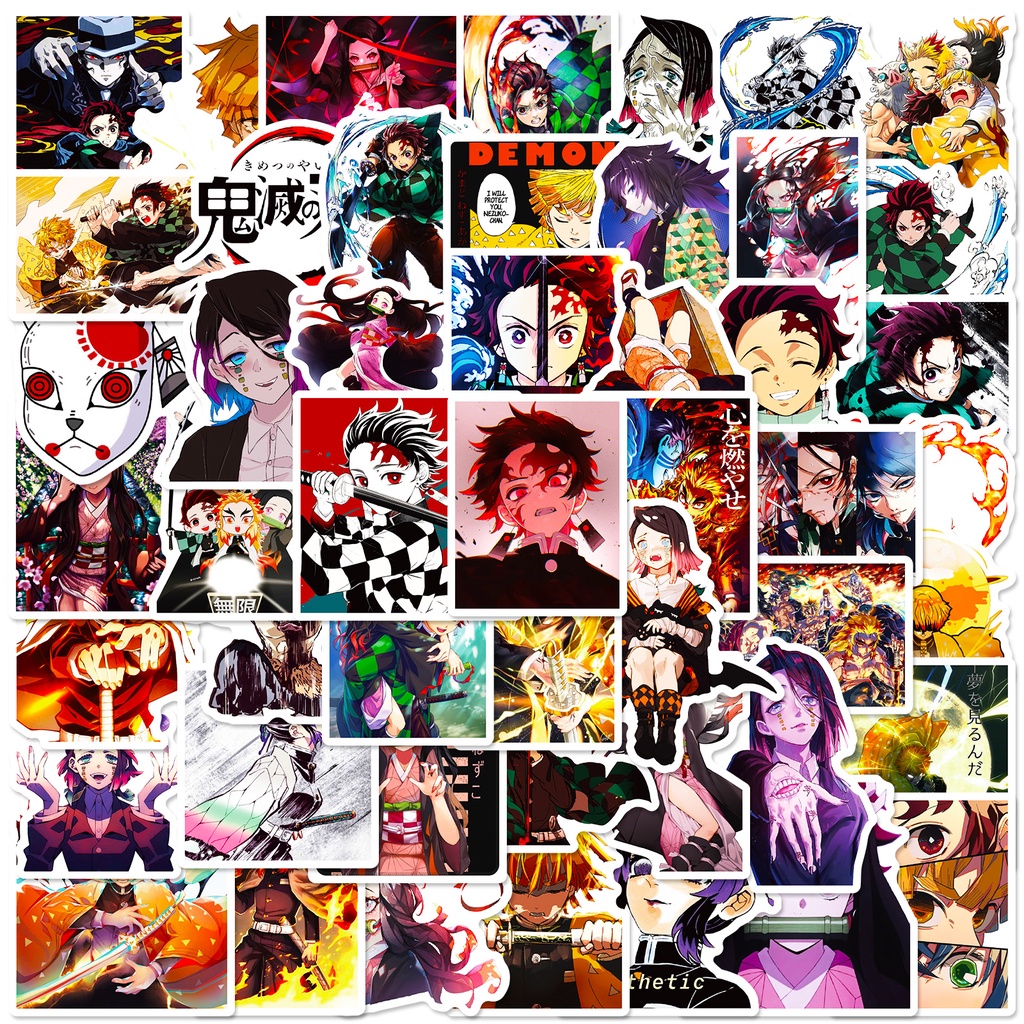 50PCS Anime Demon Slayer Kimetsu no Yaiba Tanjirou For Helmet Bicycle ...