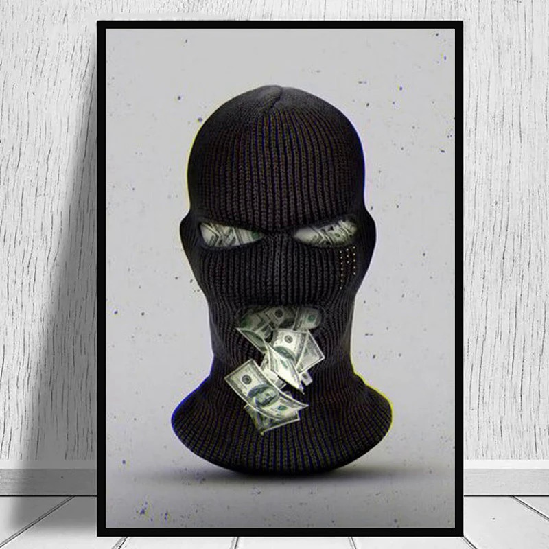 Black Mask Dollars Motivational Poster Canvas Painting Money Modern   Sg 11134201 7rblw Loy0edkzcglk9c