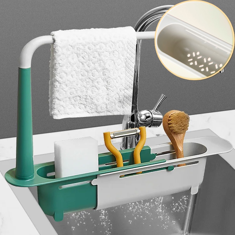 New Kitchen Sink Organizer Telescopic Sink Shelf Drainer Rack Storage ...