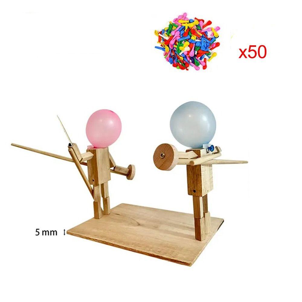 GOGUVO Wooden Bots Battle Game, Two-Player Wooden Fighter Balloon ...