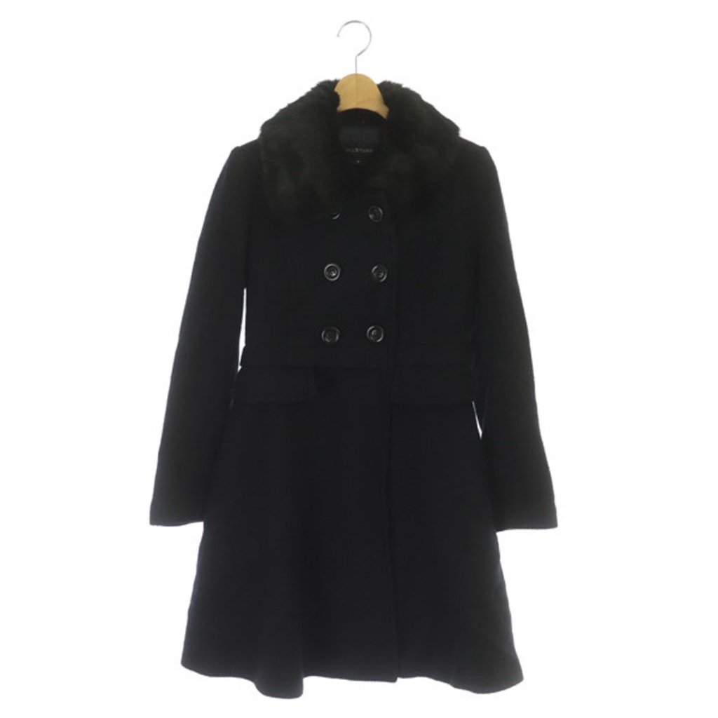 Jill Stuart Double Coat Long Rabbit Fur Wool Blend Flare S Black Direct